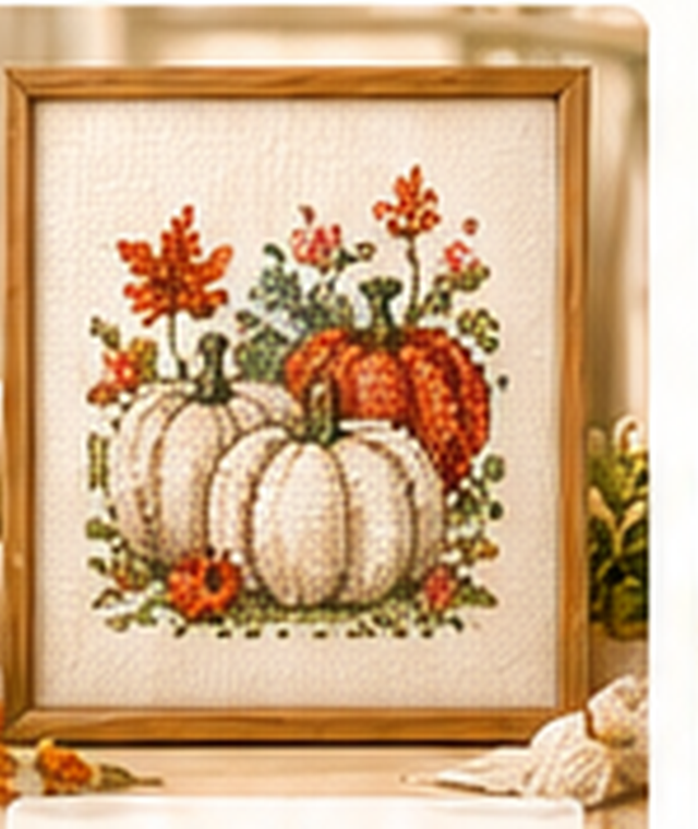 Seasonal pumpkin cross-stitch pattern