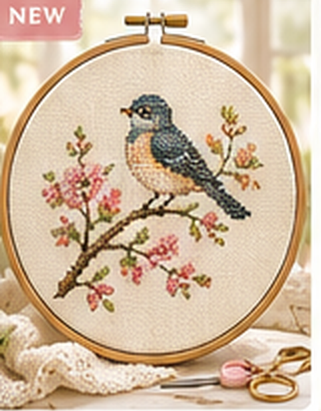 Bluebird cross-stitch pattern